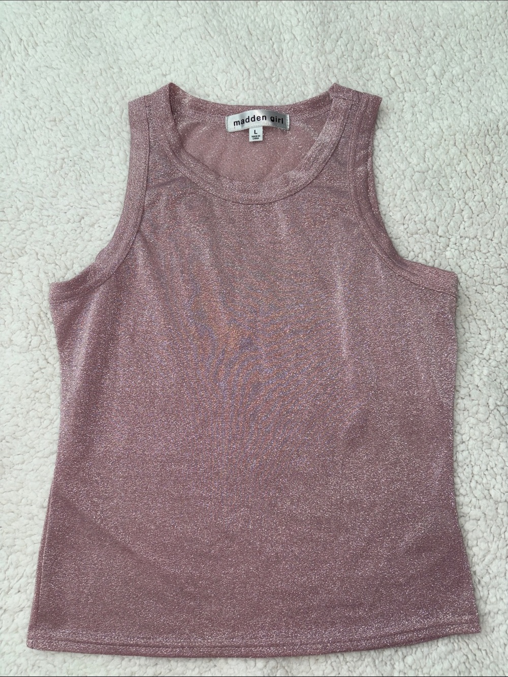 Madden Girl Glittery Rose Pink Tank Top